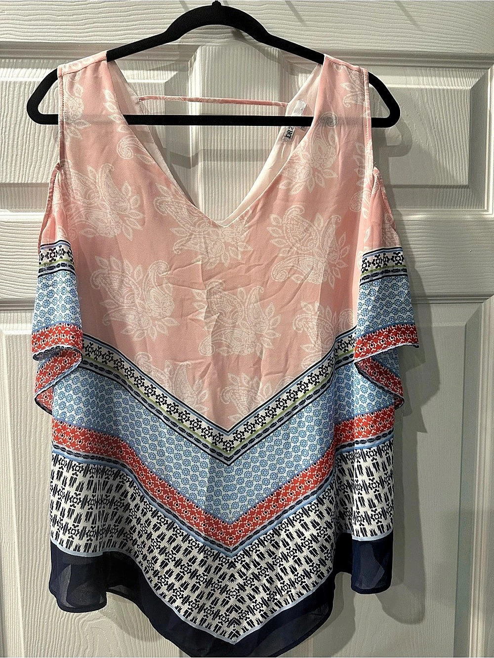 DR2 Floral Tunic Pink & Blue Size Medium Like New